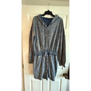 ODDY Blue Shorts Hooded Romper